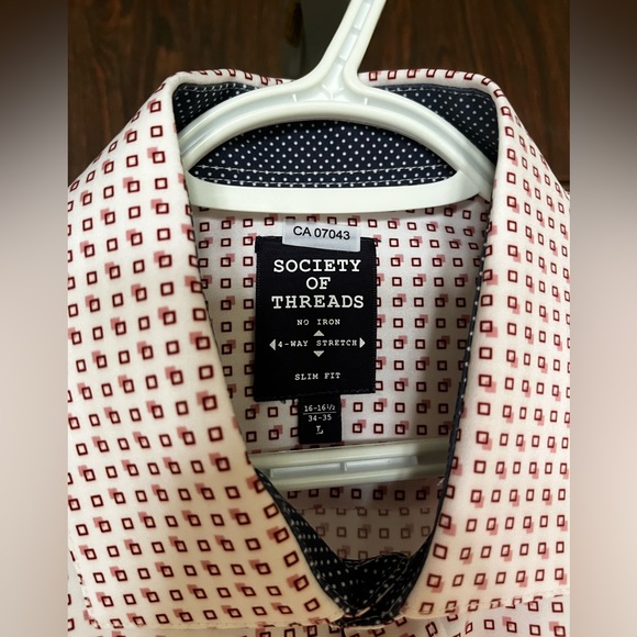 Large Mens dress shirt, light pink pattern, stretch - Picture 3 of 4